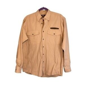 Harley-Davidson Utility Button Down Shirt Tan Long‎ Sleeve L